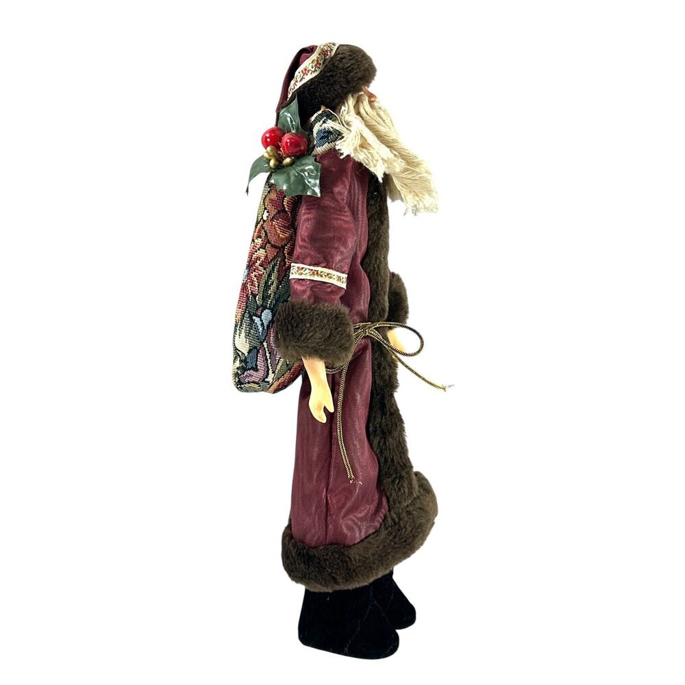 Vintage Brinn’s 14” Victorian Santa Claus Figure Burgundy Robe Christmas Decor - Picture 4 of 7